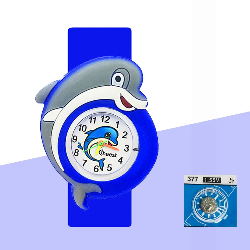 Cartoon Dolphins Sharks Children Watches Baby Learn Time Puzzle Toy Bracelet 3D Crocodile Crab Kids Digital Electronics Watch