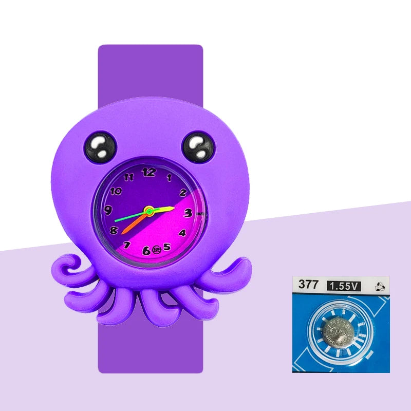 Cartoon Dolphins Sharks Children Watches Baby Learn Time Puzzle Toy Bracelet 3D Crocodile Crab Kids Digital Electronics Watch