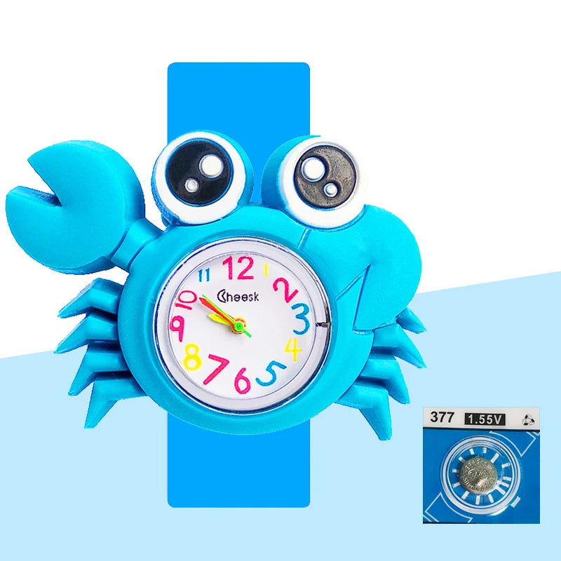 Cartoon Dolphins Sharks Children Watches Baby Learn Time Puzzle Toy Bracelet 3D Crocodile Crab Kids Digital Electronics Watch
