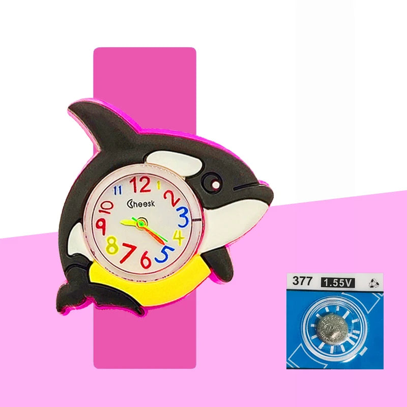 Cartoon Dolphins Sharks Children Watches Baby Learn Time Puzzle Toy Bracelet 3D Crocodile Crab Kids Digital Electronics Watch