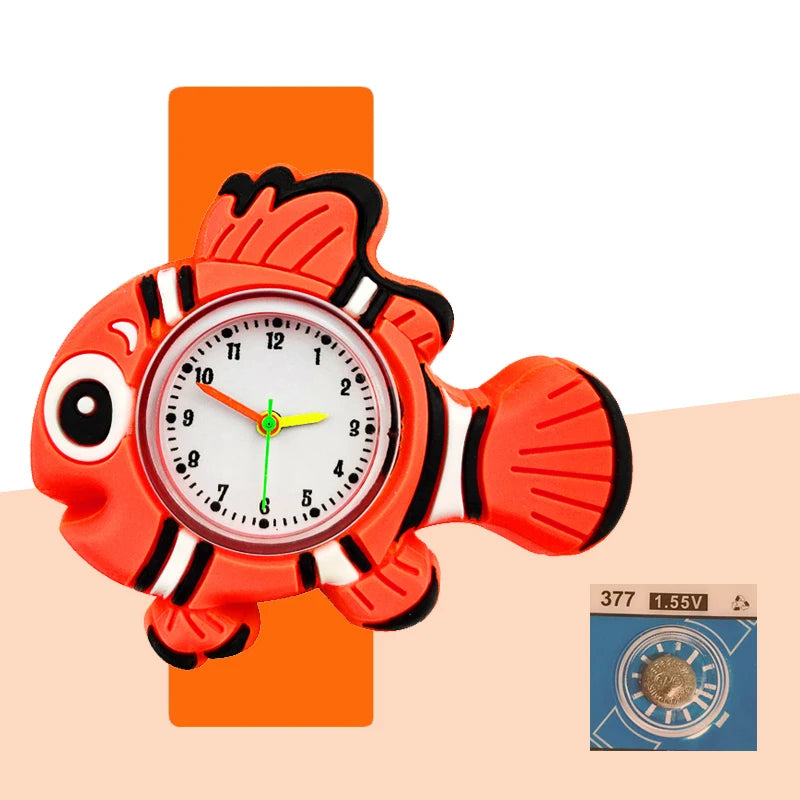 Cartoon Dolphins Sharks Children Watches Baby Learn Time Puzzle Toy Bracelet 3D Crocodile Crab Kids Digital Electronics Watch