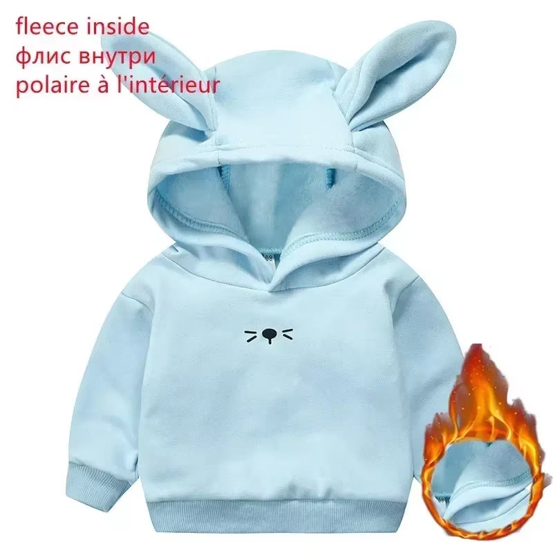 Baby Girls Boys Hoodies Infant Sweatshirts Kids Coat Hooded Pollover Outerwear Rabbit Ears Clothes Spring Autumn Children'S Tops