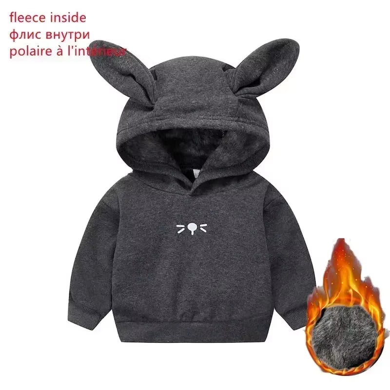 Baby Girls Boys Hoodies Infant Sweatshirts Kids Coat Hooded Pollover Outerwear Rabbit Ears Clothes Spring Autumn Children'S Tops