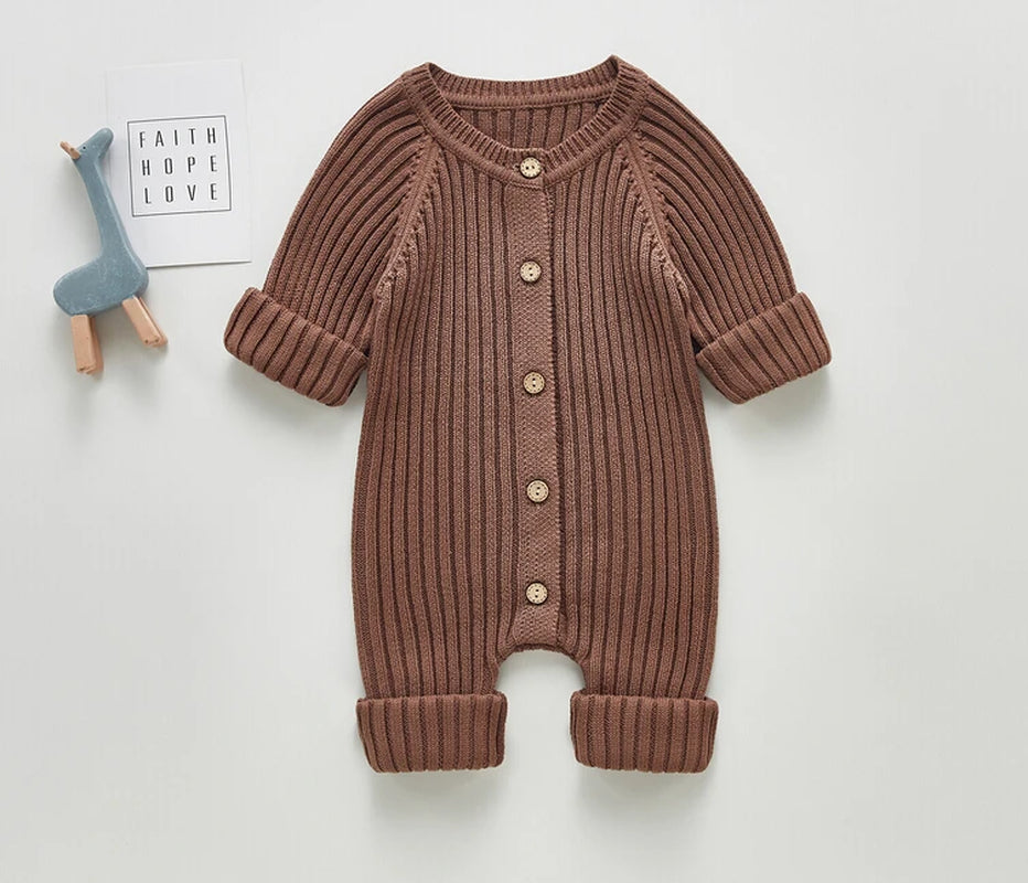 0-24M Newborn Infant Baby Boy Girl Autumn Winter Romper Long Sleeve O-Neck Knitting Jumpsuit 3Colors