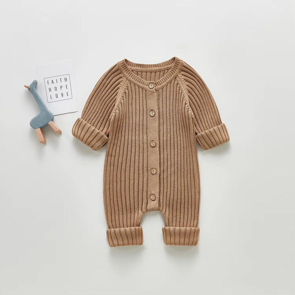 0-24M Newborn Infant Baby Boy Girl Autumn Winter Romper Long Sleeve O-Neck Knitting Jumpsuit 3Colors