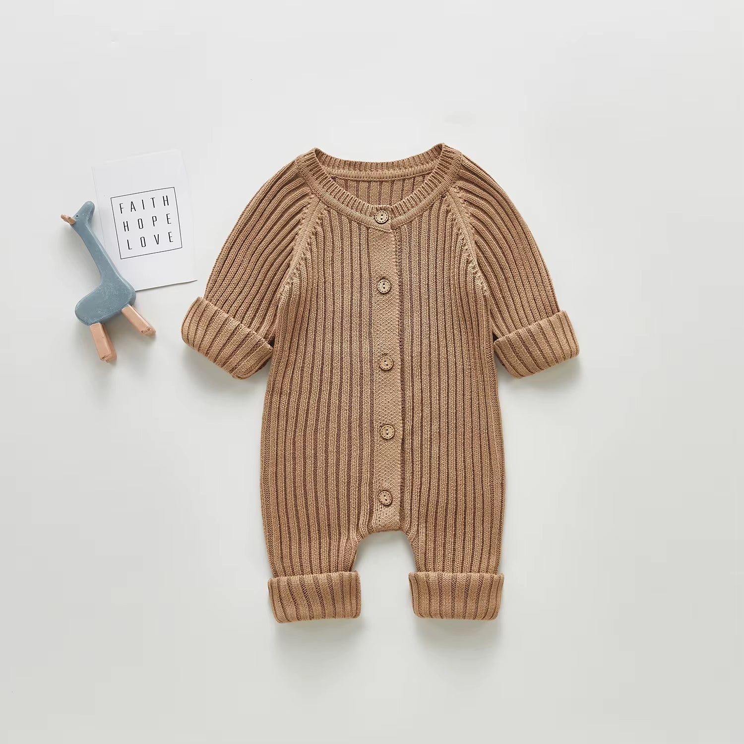 0-24M Newborn Infant Baby Boy Girl Autumn Winter Romper Long Sleeve O-Neck Knitting Jumpsuit 3Colors