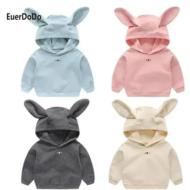 Baby Girls Boys Hoodies Infant Sweatshirts Kids Coat Hooded Pollover Outerwear Rabbit Ears Clothes Spring Autumn Children'S Tops
