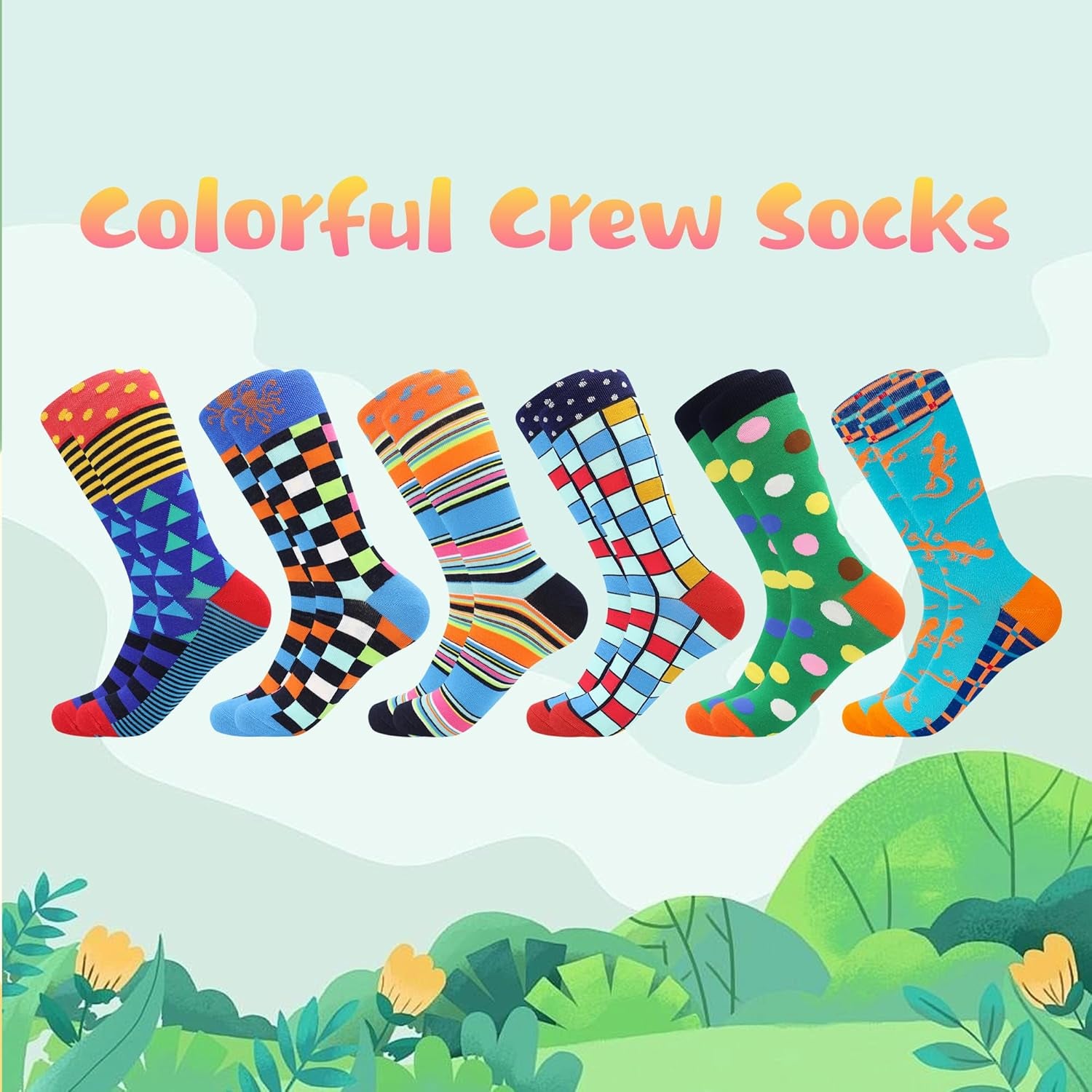 Mens Dress Socks, Cool Cute Food Graphic Animal Novelty Crazy Funny Crew Fun Socks for Men