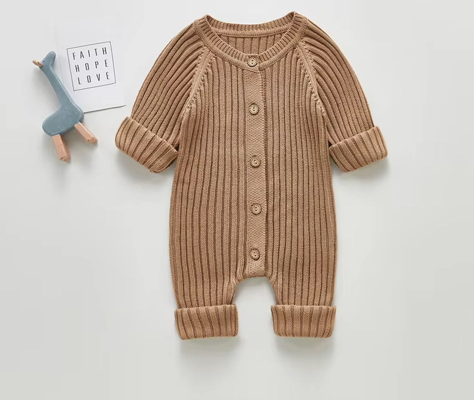 0-24M Newborn Infant Baby Boy Girl Autumn Winter Romper Long Sleeve O-Neck Knitting Jumpsuit 3Colors
