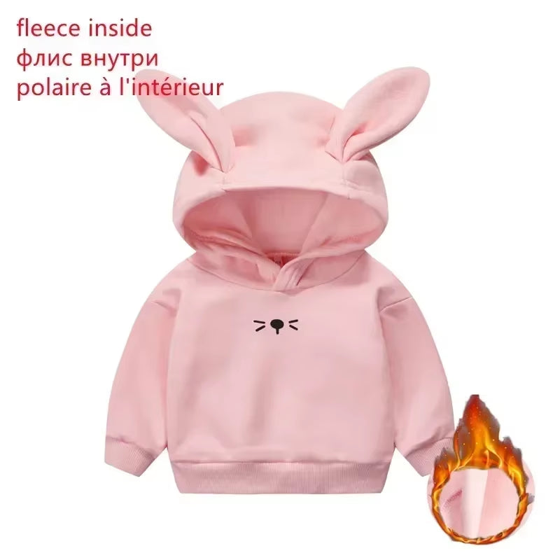 Baby Girls Boys Hoodies Infant Sweatshirts Kids Coat Hooded Pollover Outerwear Rabbit Ears Clothes Spring Autumn Children'S Tops