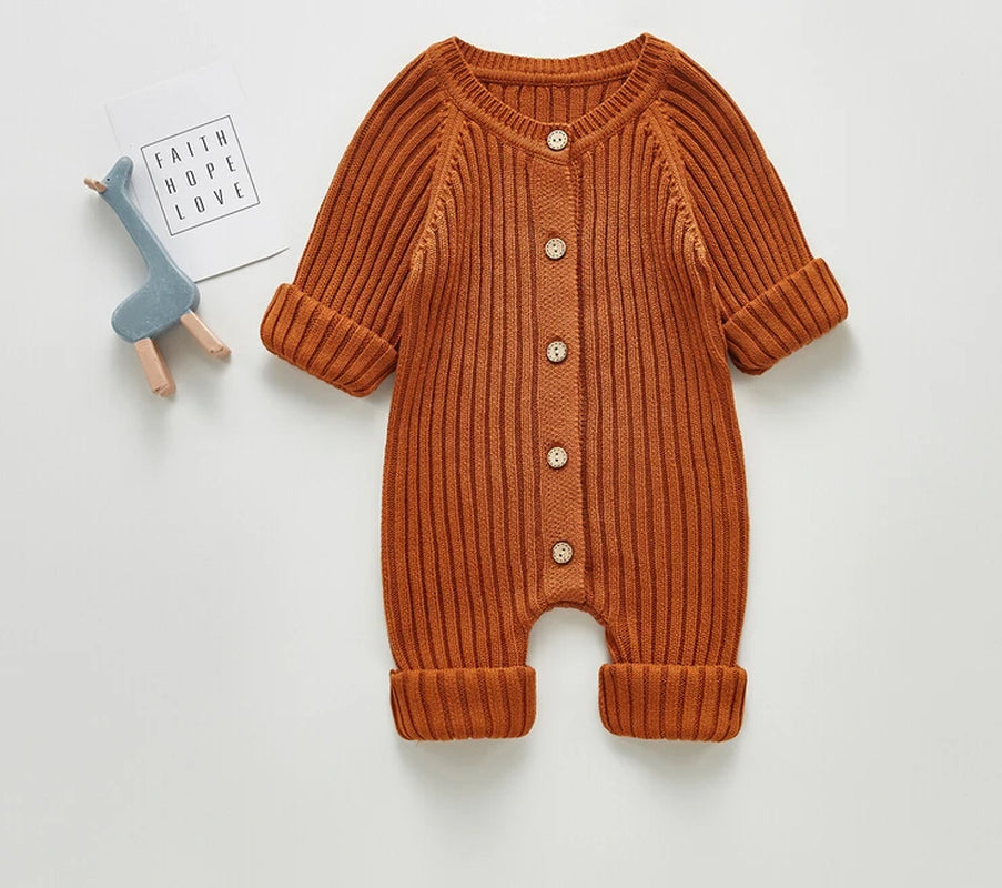 0-24M Newborn Infant Baby Boy Girl Autumn Winter Romper Long Sleeve O-Neck Knitting Jumpsuit 3Colors