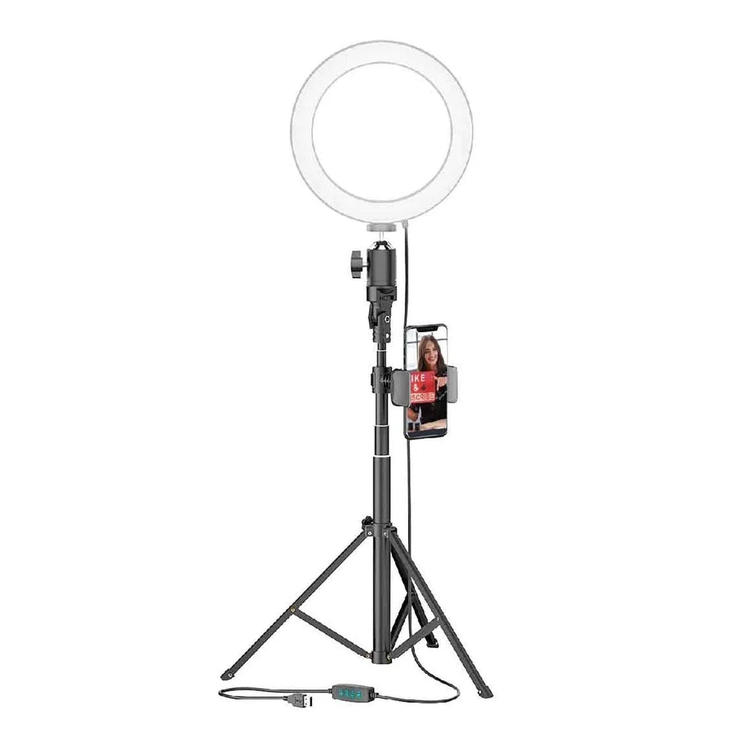 8” Selfie Ring Light Studio with Tripod Stand and Phone Holder – 8” LED Ring Light, 51” Extendable Tripod, 360º Tripod Ball Head, 3 White Modes, 10 Bright Levels, Wireless Remote